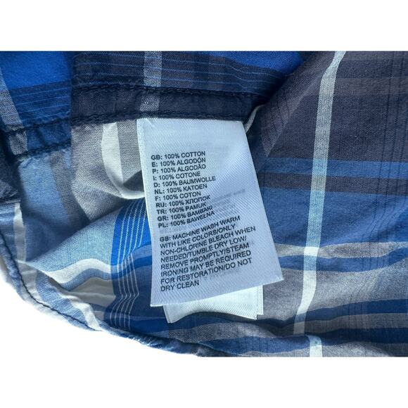 North Face TNF Blue White Black Plaid Mens Medium L/S Button Up Shirt - Picture 4 of 7